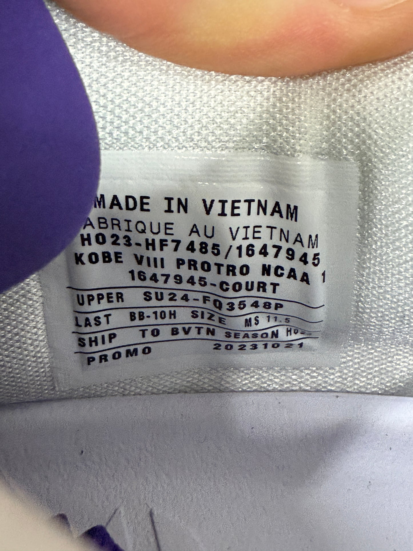 Kobe 8 LSU PE (size 11.5)